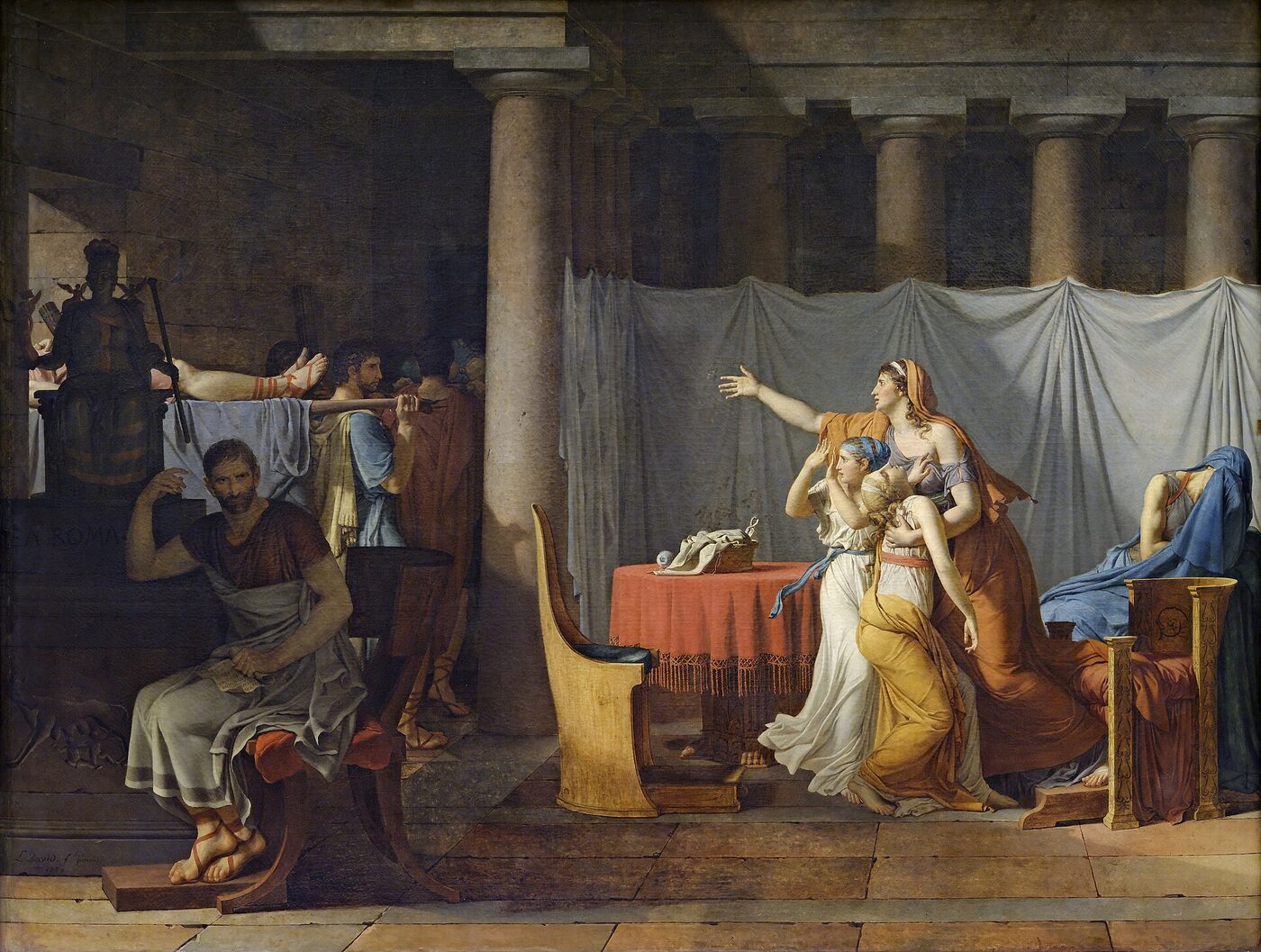 Jacques-Louis David's painting of Brutus receiving the bodies of his executed sons