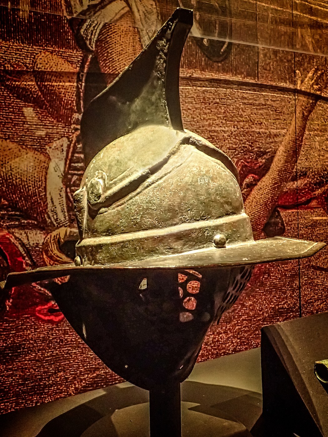 Ornate bronze gladiator helmet found at Pompeii