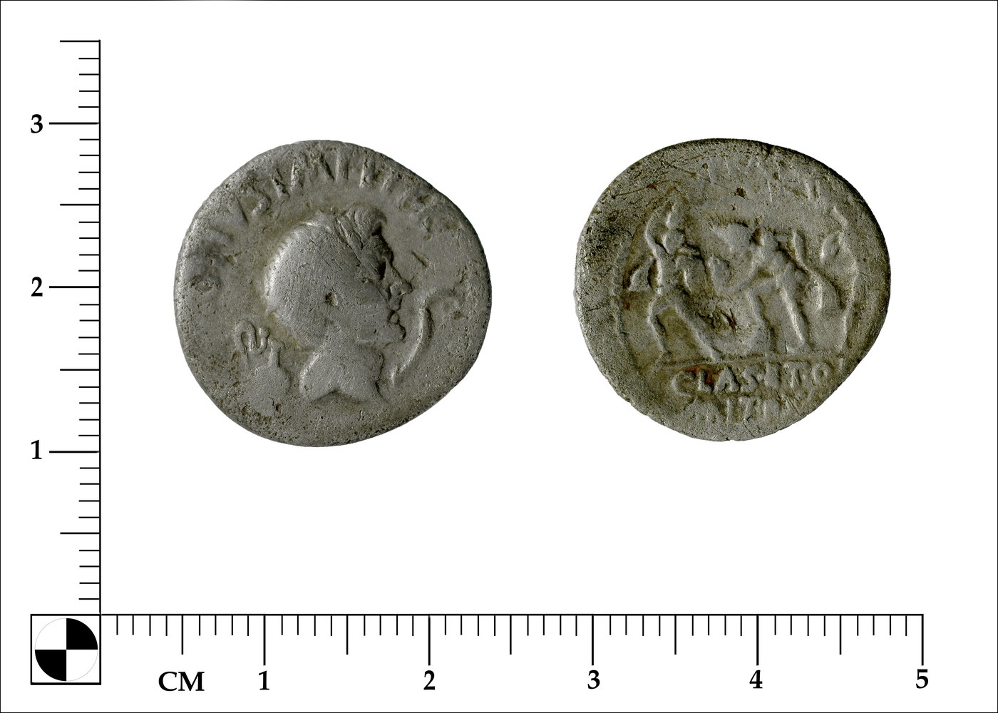 Silver denarius of Pompey the Great with Neptune reverse