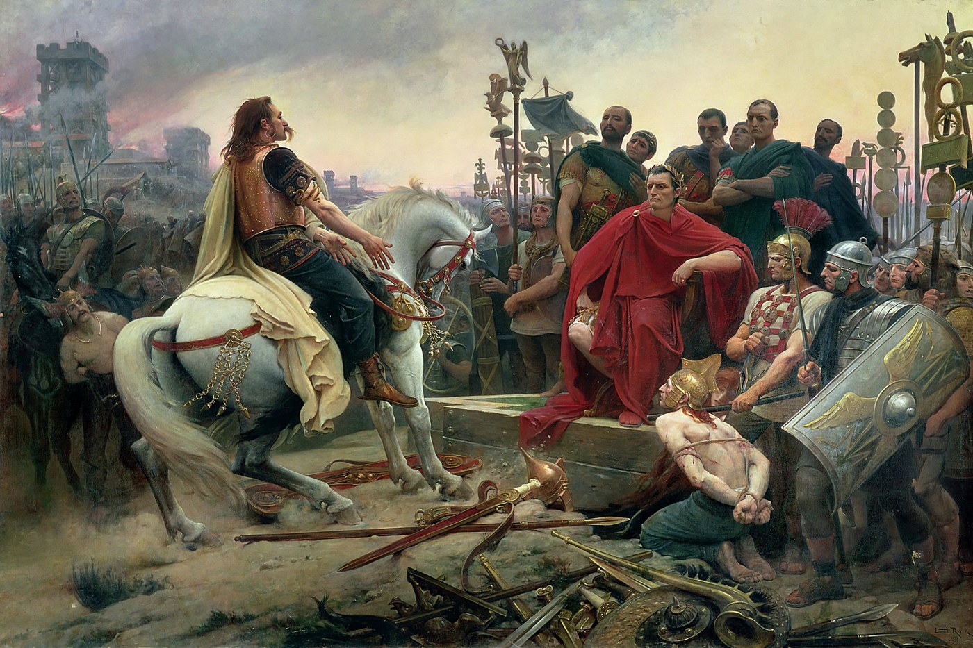 Painting of Vercingetorix surrendering to Caesar after Alesia