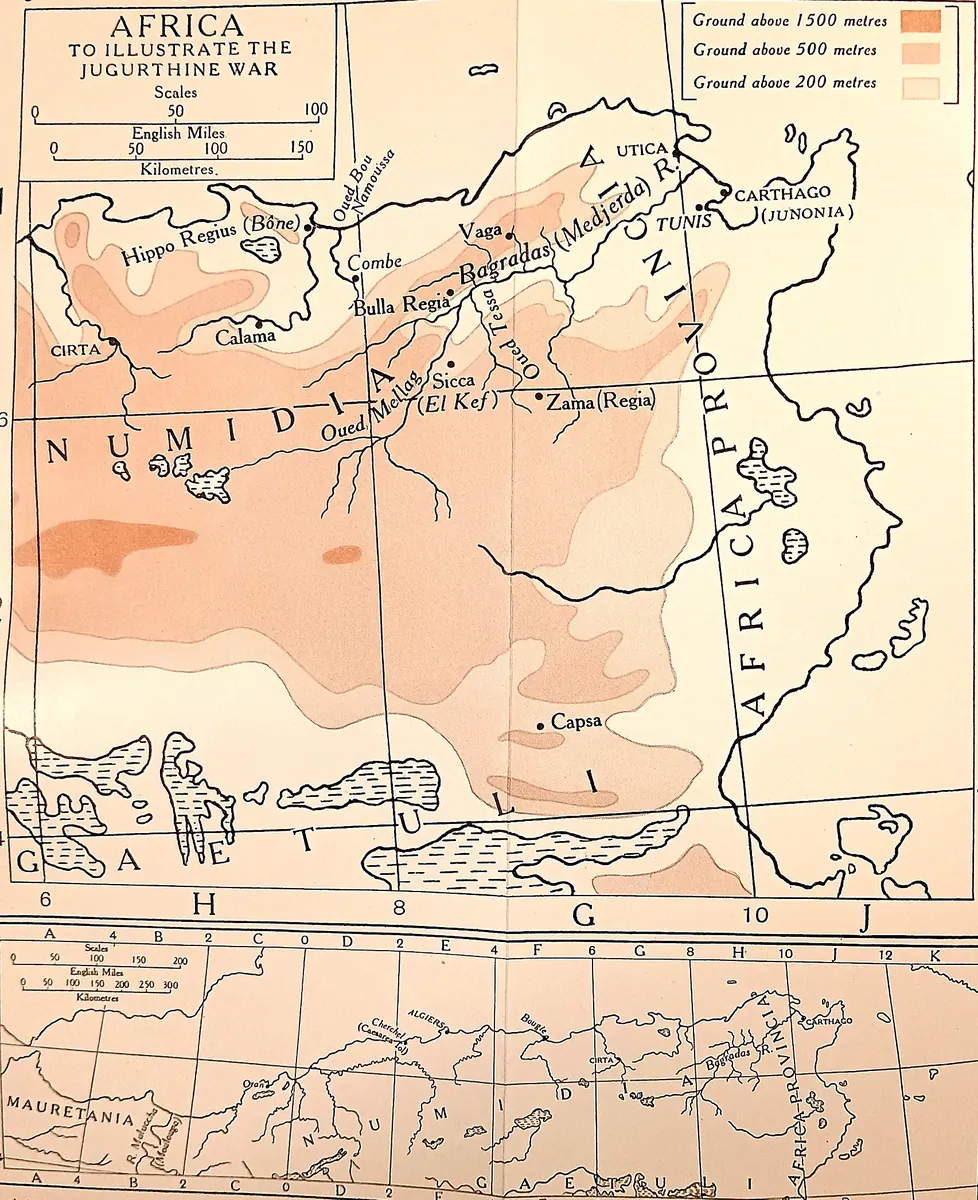 Cambridge Ancient History map plate: Africa to Illustrate the Jugurthine War