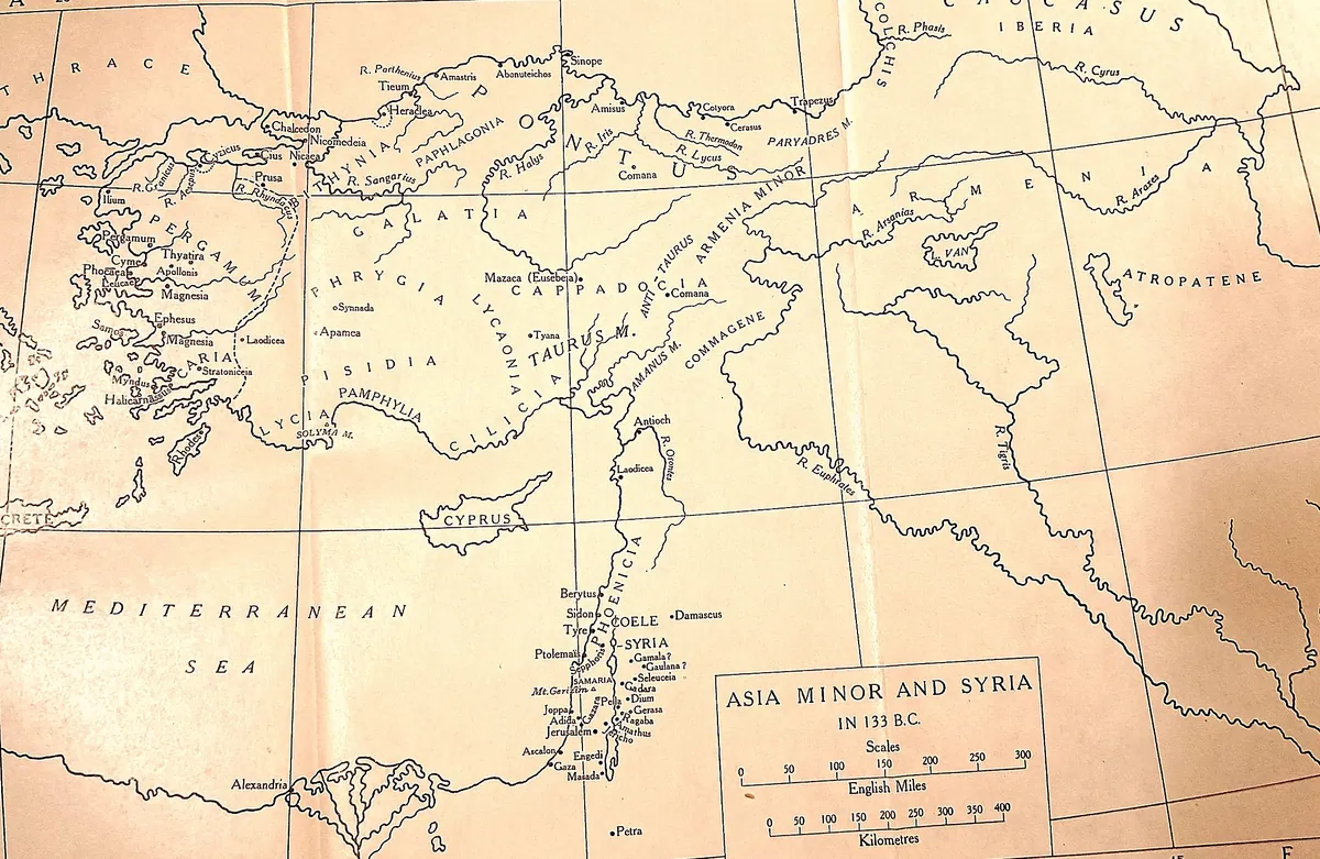 Cambridge Ancient History map plate: Asia Minor and Syria in 133 B.C.