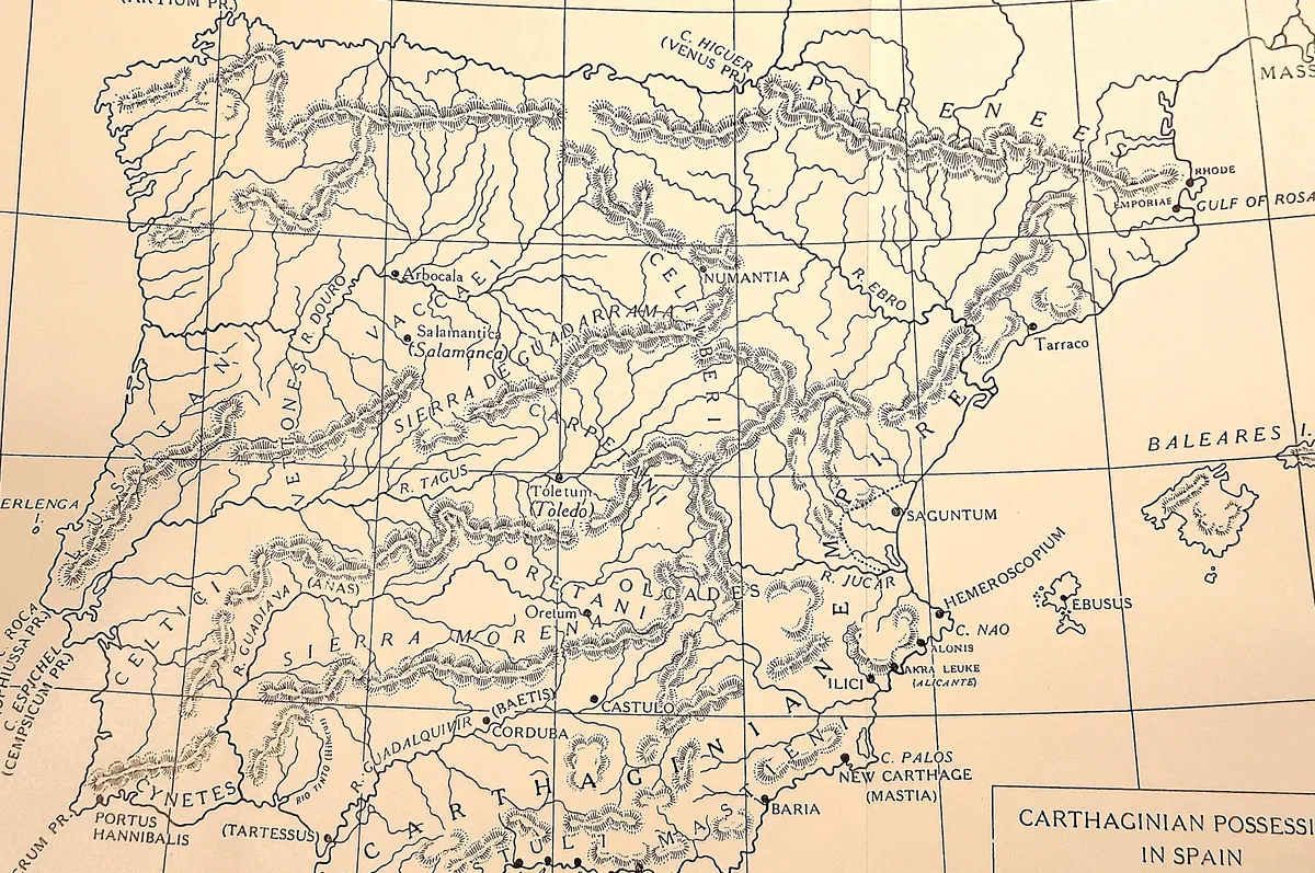 Cambridge Ancient History map plate: Carthaginian Possessions in Spain