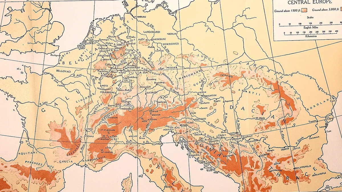 Cambridge Ancient History map plate: Central Europe