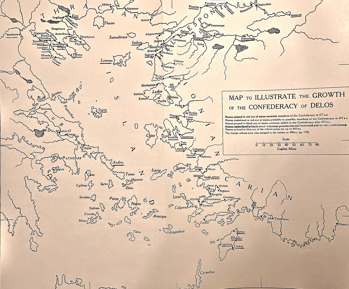 Cambridge Ancient History map plate: Map to Illustrate the Growth of the Confederacy of Delos