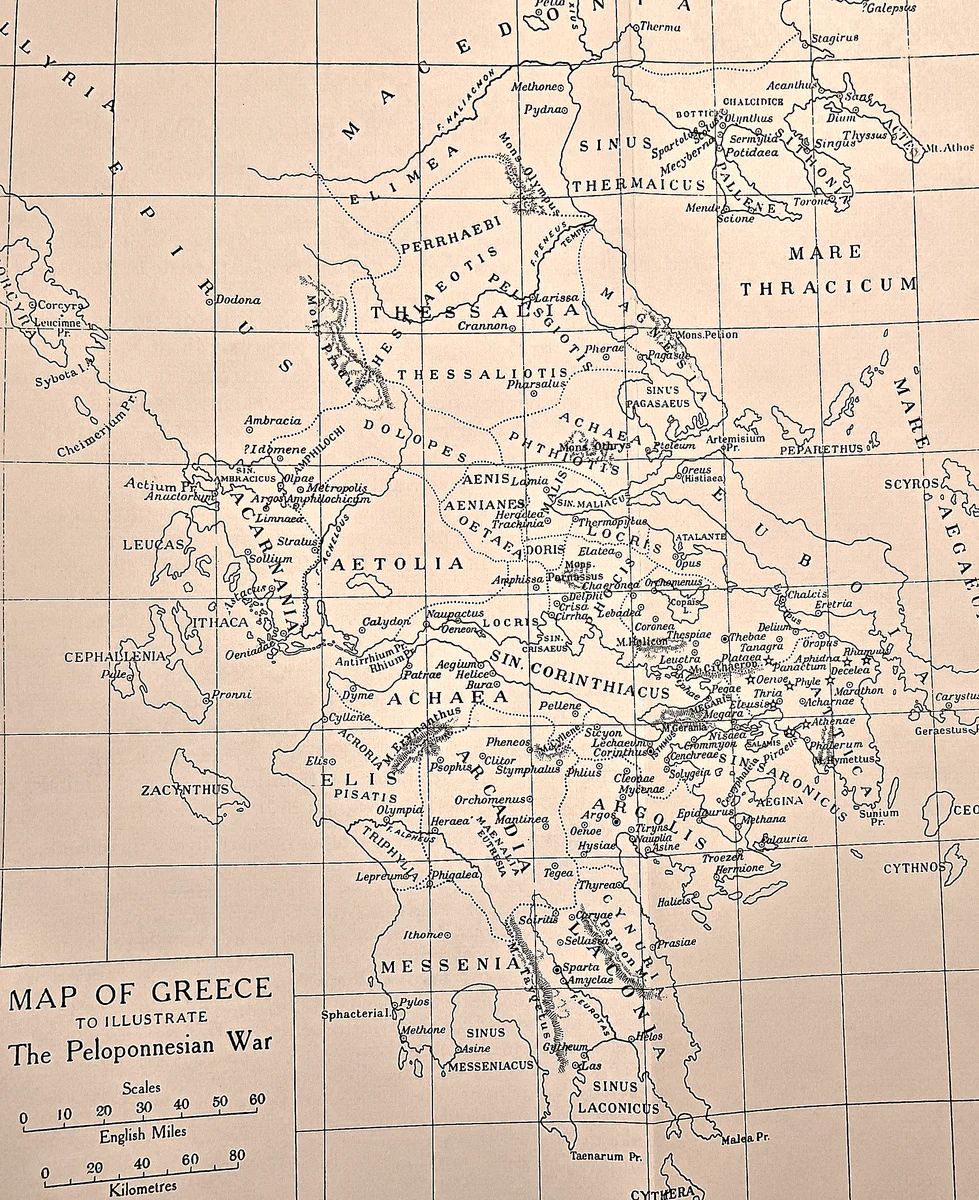 Cambridge Ancient History map plate: Map of Greece to Illustrate the Peloponnesian War