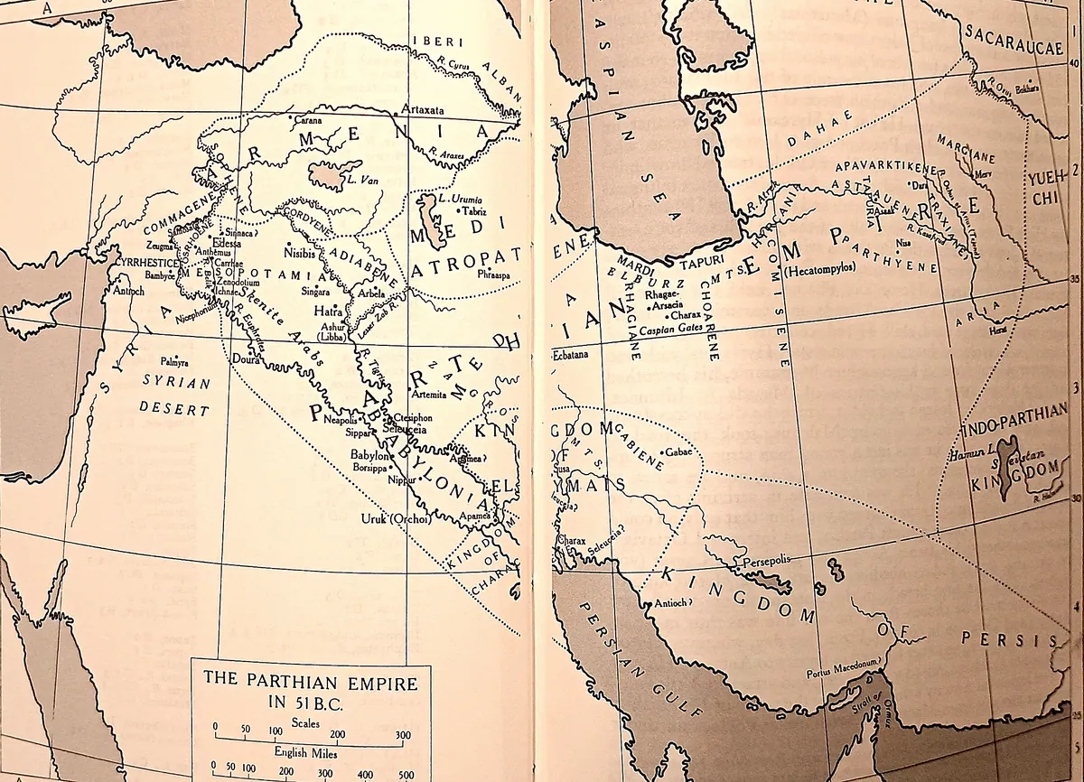 Cambridge Ancient History map plate: The Parthian Empire in 51 B.C.