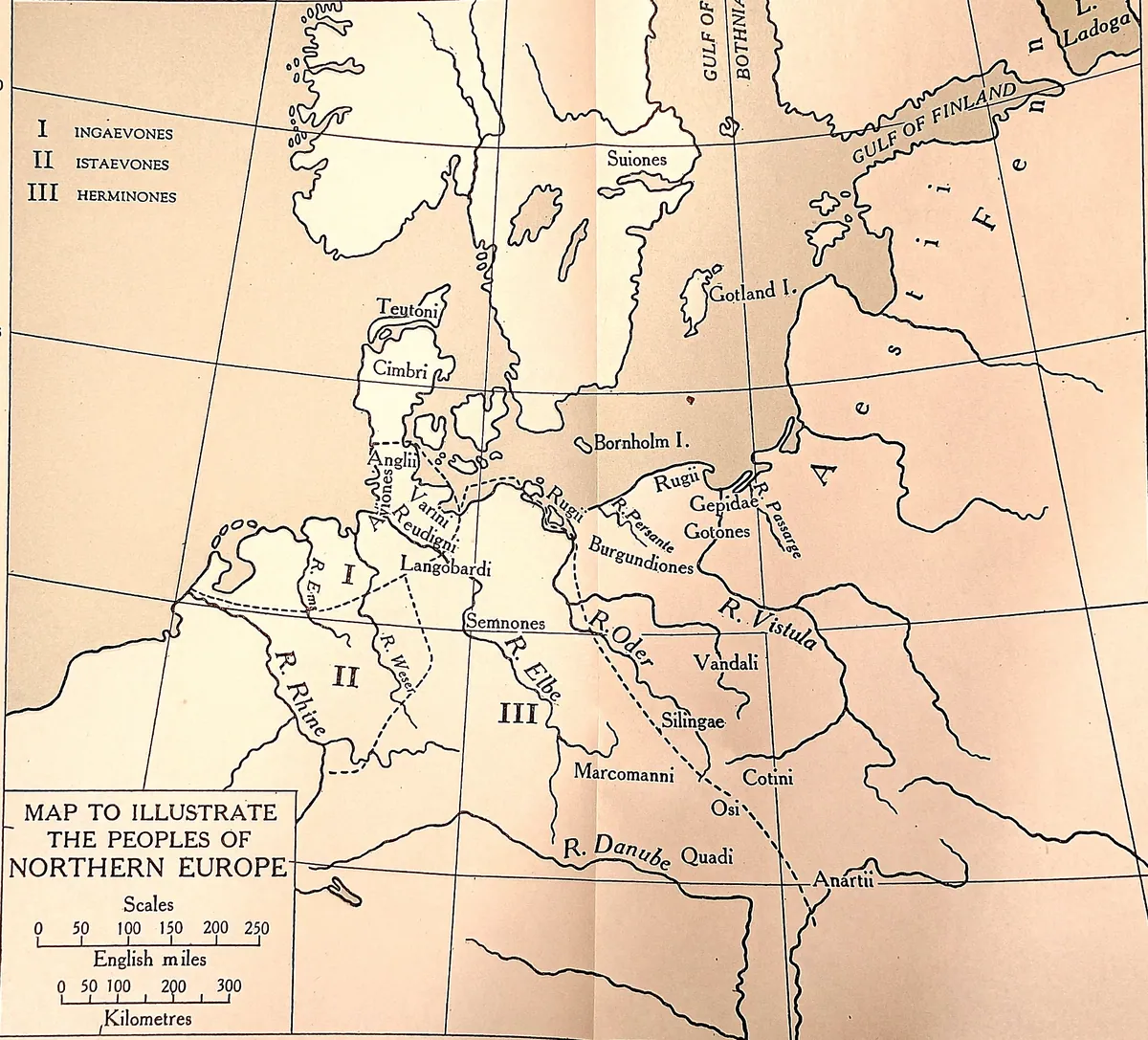 Cambridge Ancient History map plate: the peoples of northern Europe