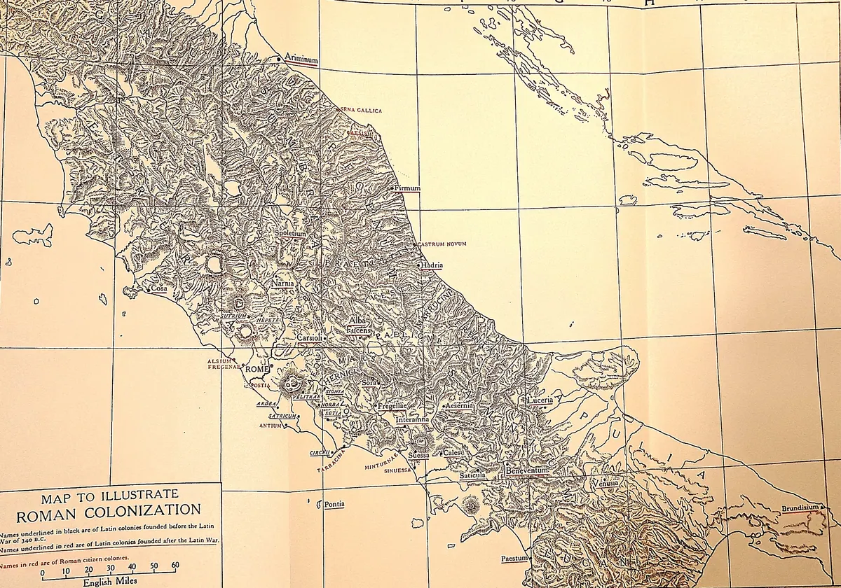 Cambridge Ancient History map plate: Map to Illustrate Roman Colonization