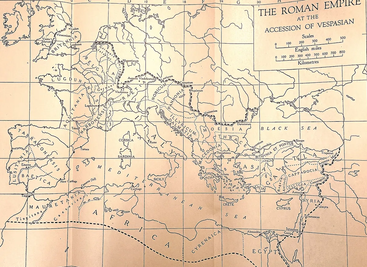 Cambridge Ancient History map plate: The Roman Empire at the Accession of Vespasian