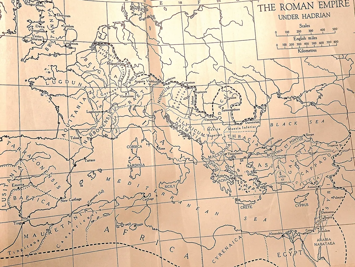 Cambridge Ancient History map plate: The Roman Empire under Hadrian