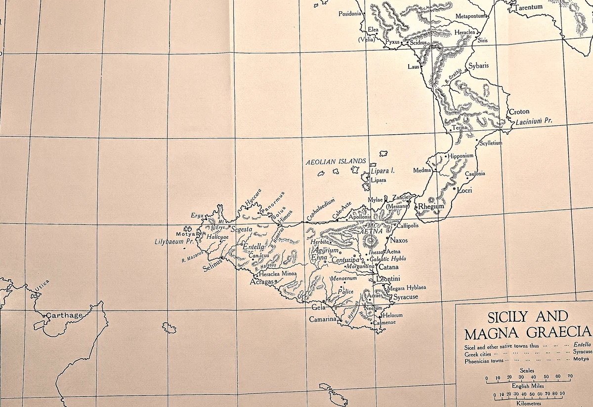 Cambridge Ancient History map plate: Sicily and Magna Graecia