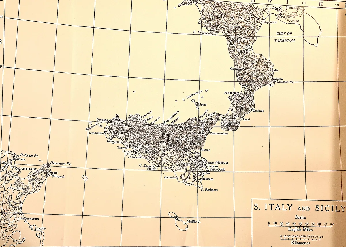 Cambridge Ancient History map plate: S. Italy and Sicily