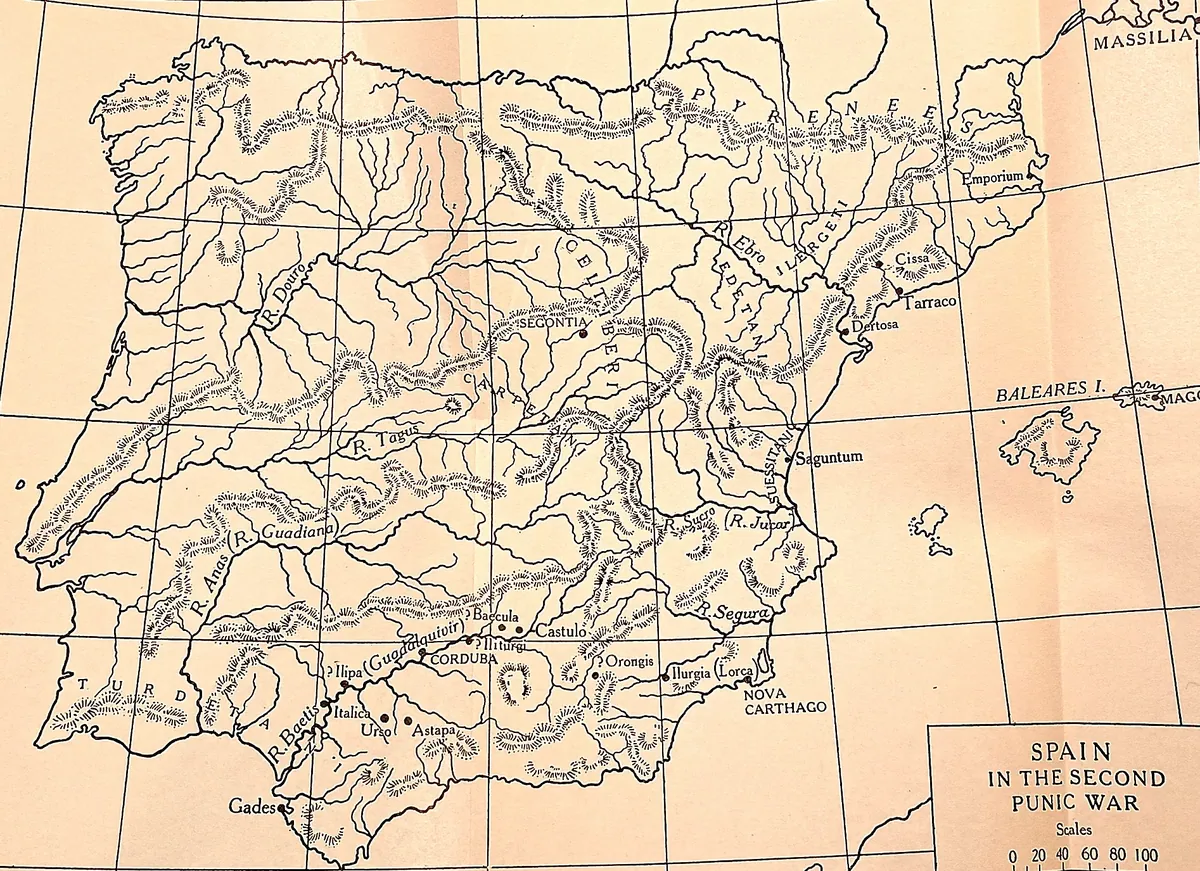 Cambridge Ancient History map plate: Spain in the Second Punic War