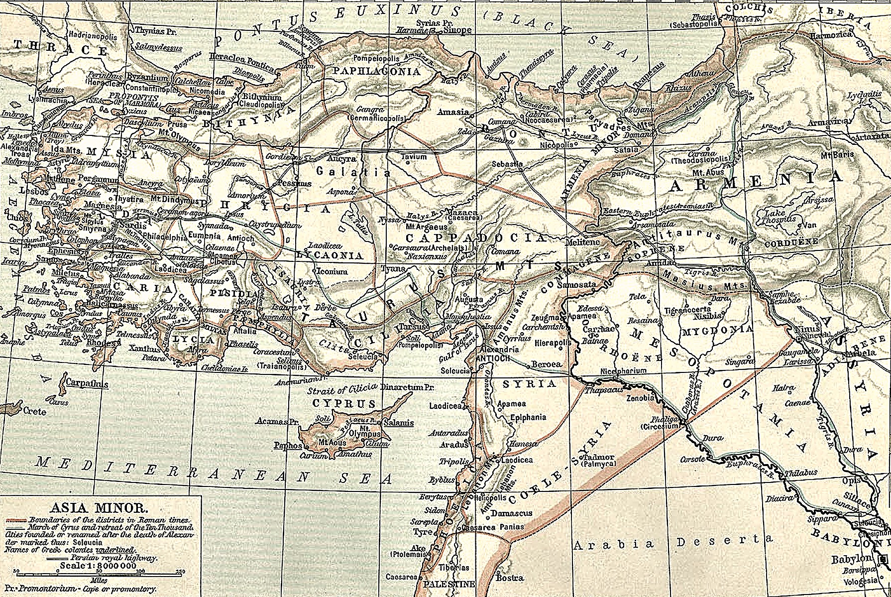 Reference map of Asia Minor under the Greeks and Romans