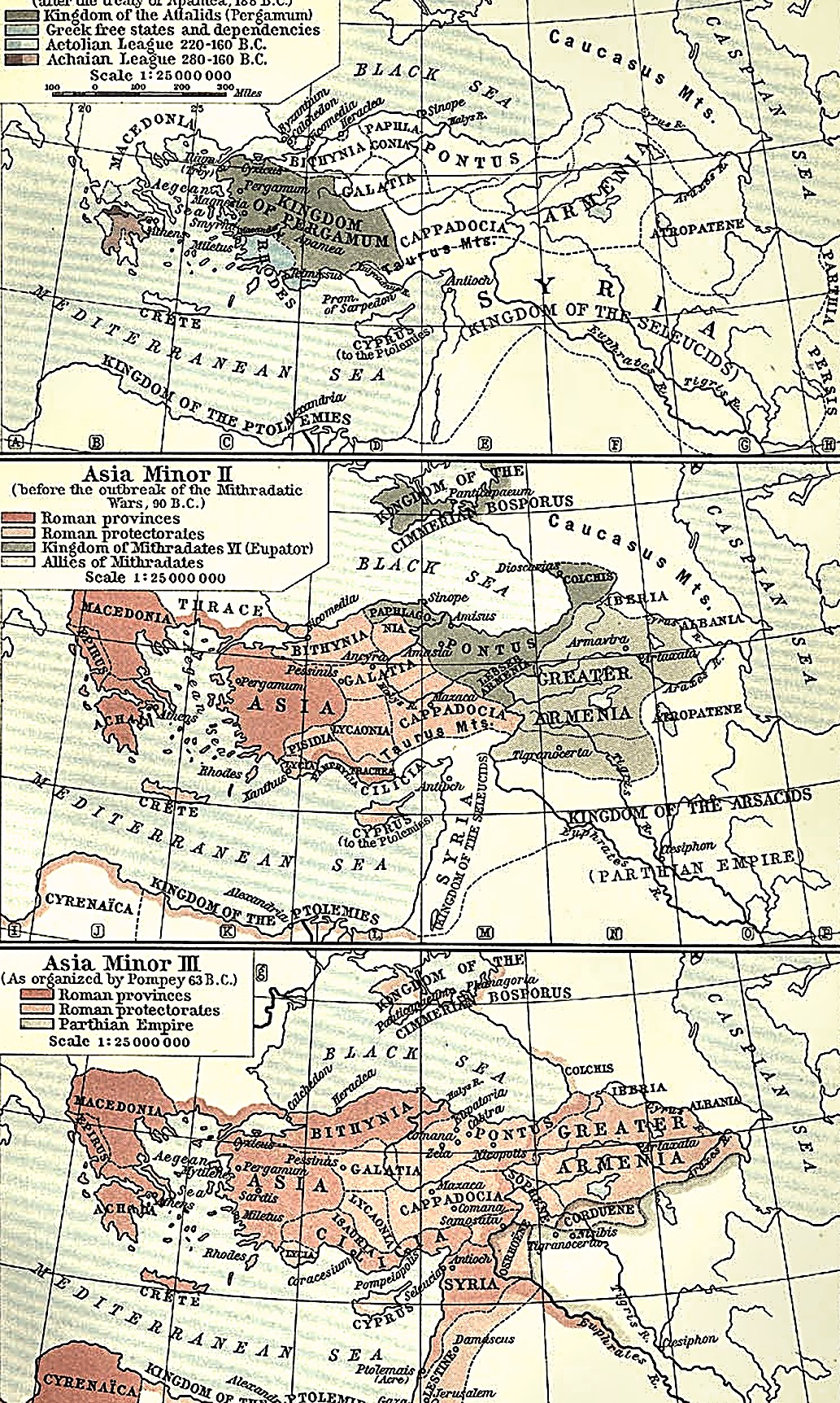 Historical map of the growth of Roman power in Asia Minor