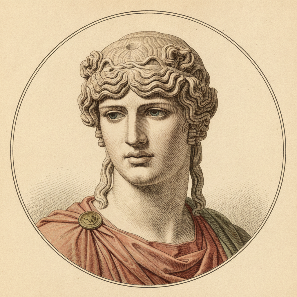 Restored medallion portrait of Antinous