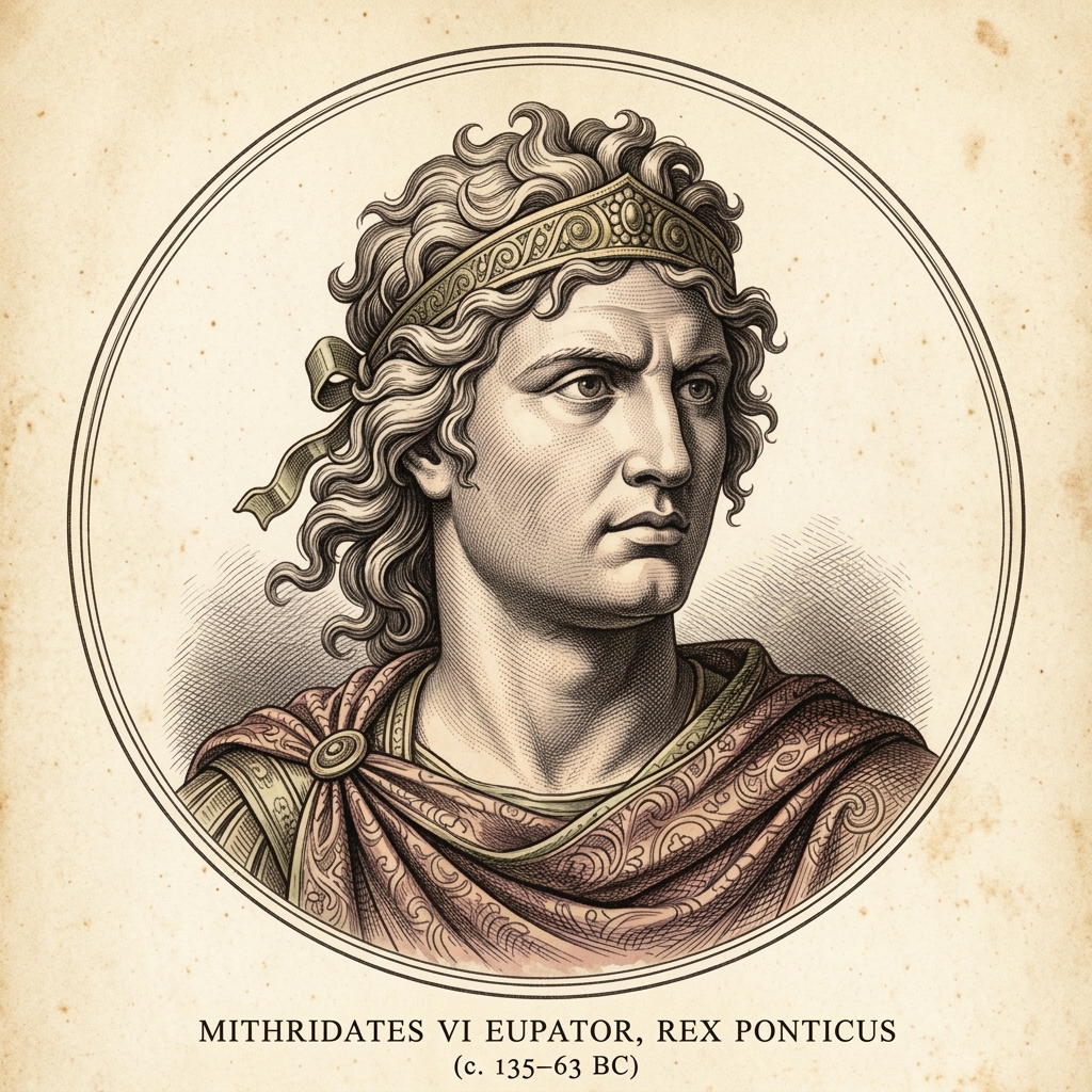Engraved portrait of Mithridates VI of Pontus