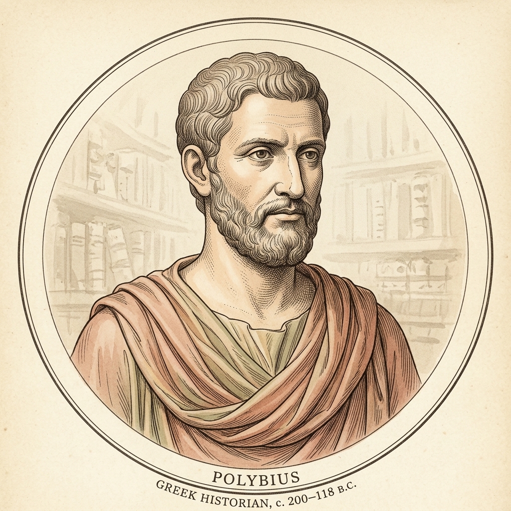 Shepherd-atlas medallion portrait of the Greek historian Polybius